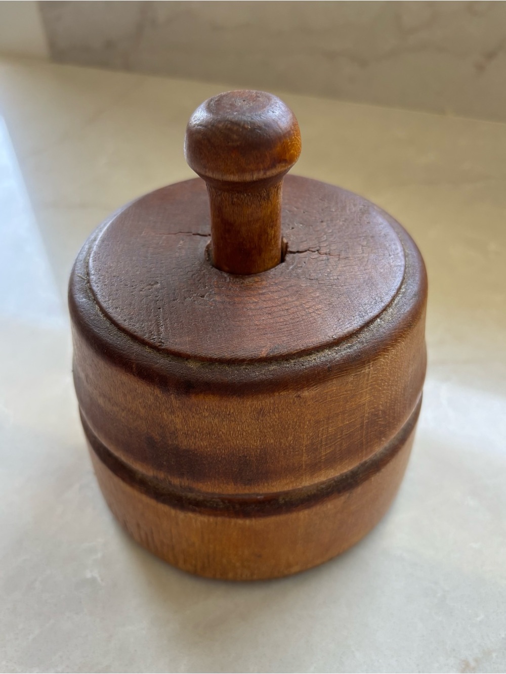 Antique Hand-Carved Butter Press Folk Art Primitive Kitchen Tool